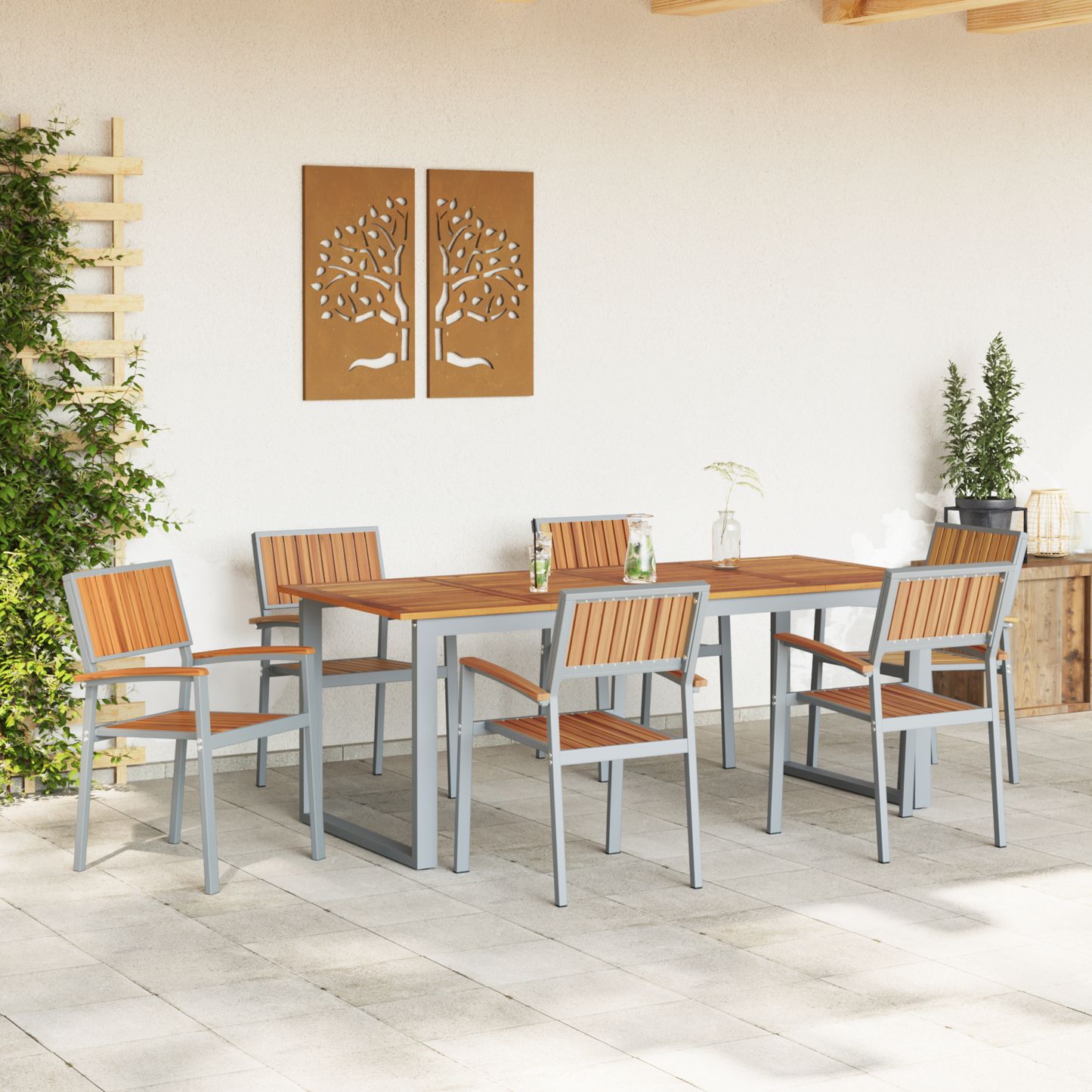 Stacking Chair 6 pcs Brown 56 x 57 x 87 cm Solid Acacia Wood