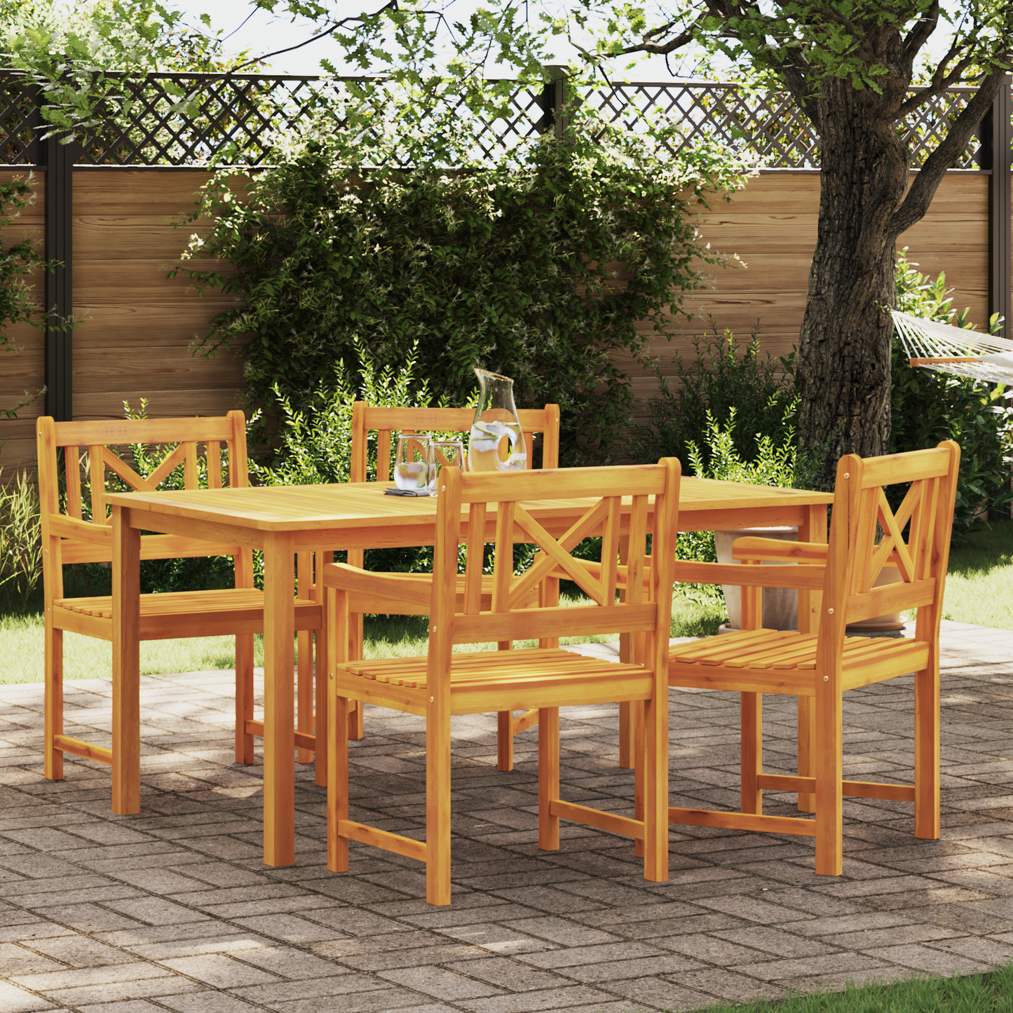 Garden Chairs 4 pcs Natural Solid Acacia Wood