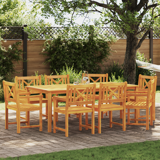 Garden Chairs 8 pcs Natural Solid Acacia Wood