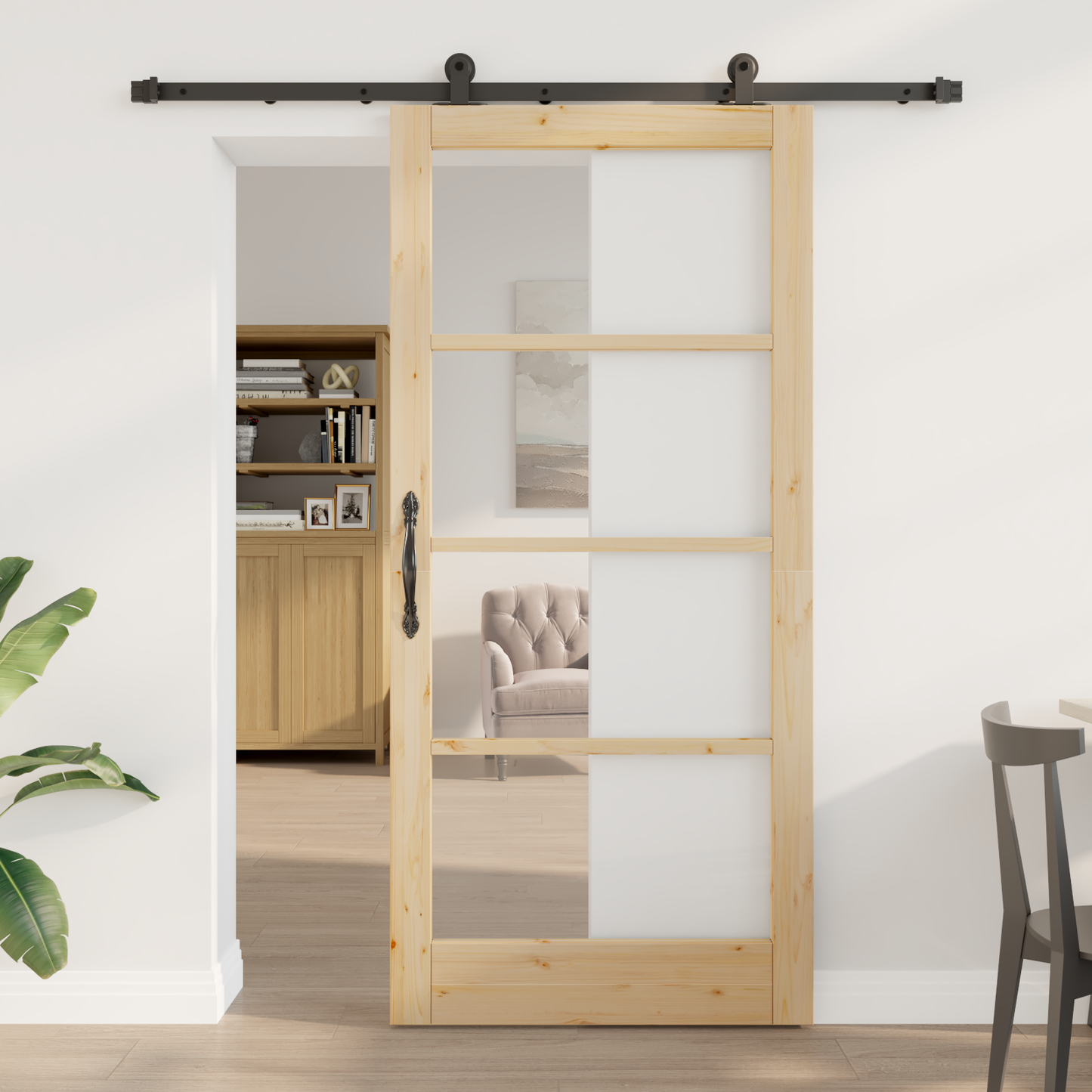 Sliding Door ORKDAL Natural and Black 93 x 202 cm