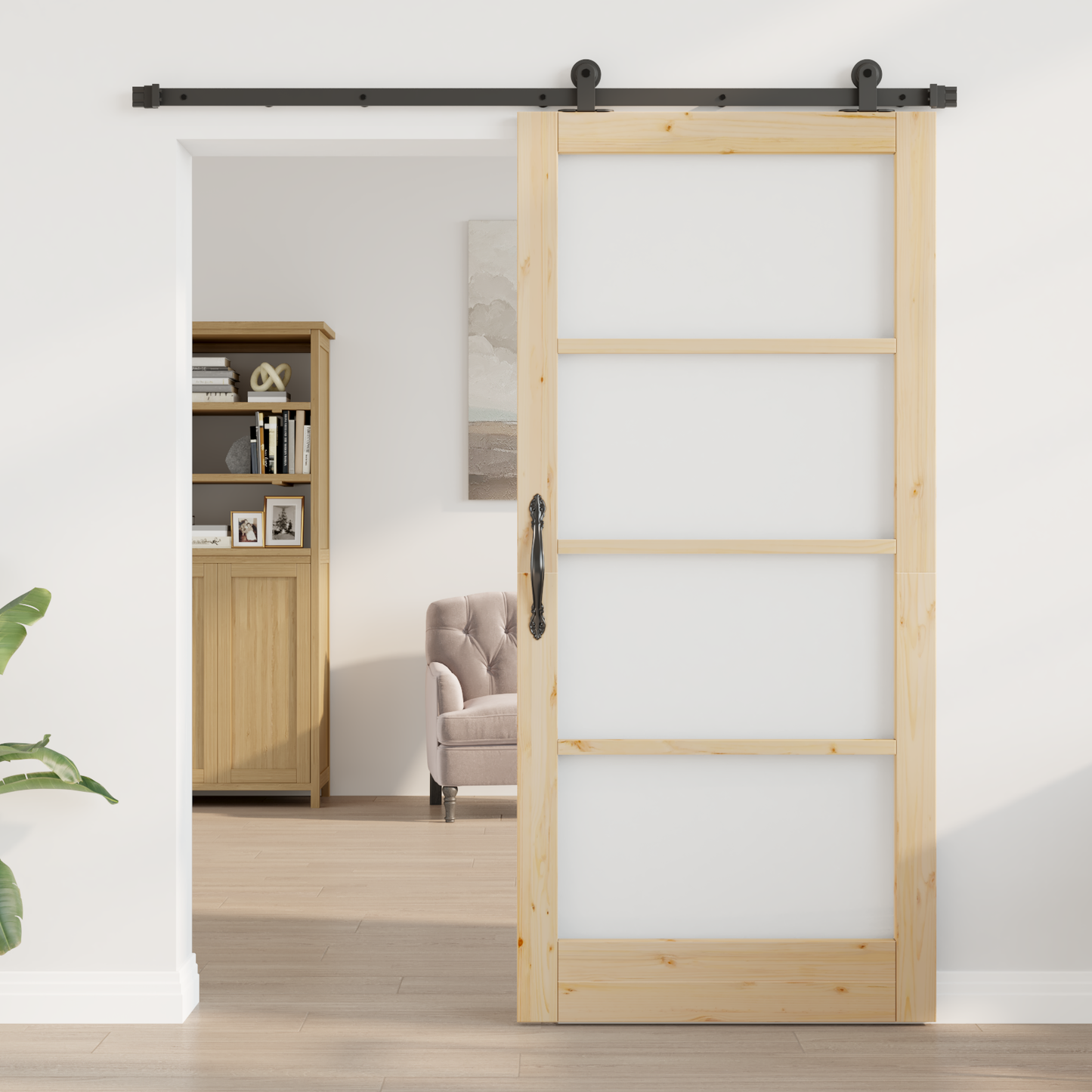 Sliding Door ORKDAL Natural and Black 93 x 202 cm
