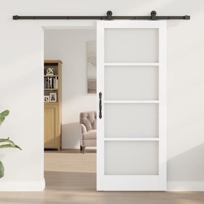 Sliding Door ORKDAL White 83 x 202 cm Solid Pine Wood and Glass