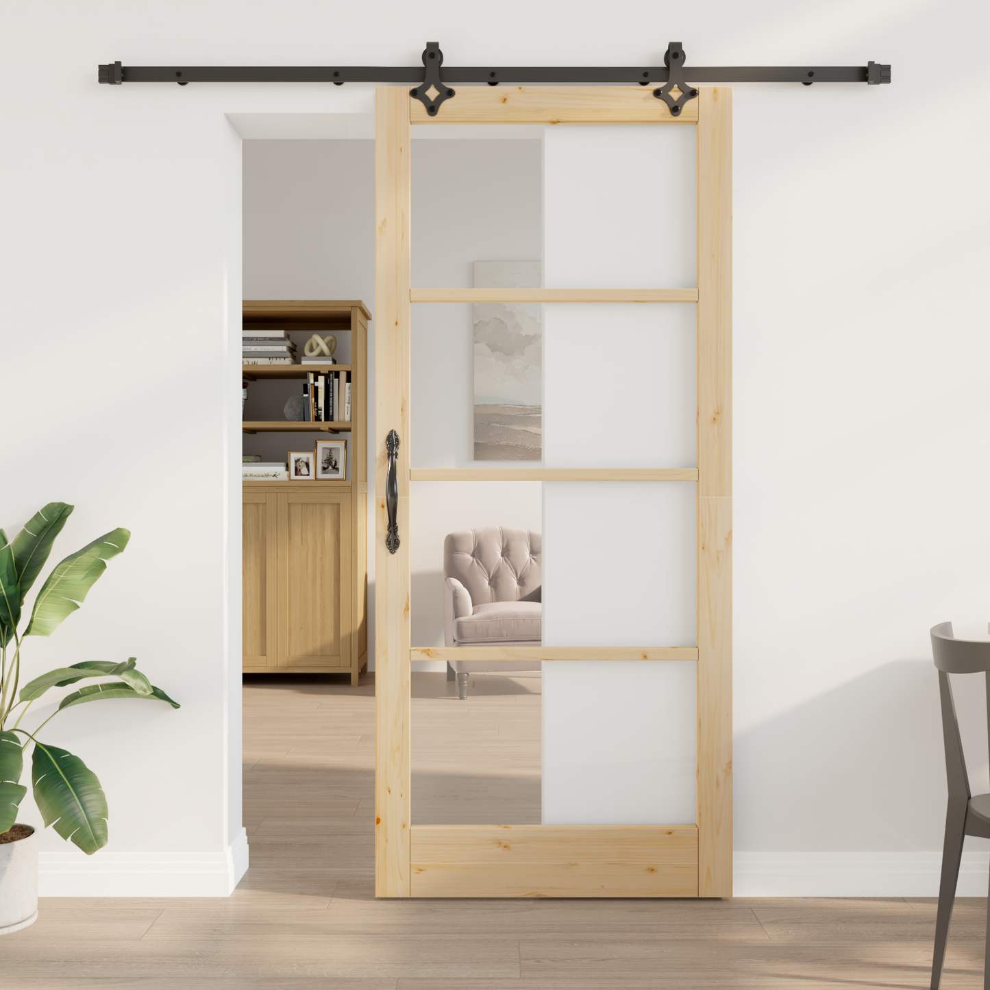 Sliding Door ORKDAL Natural and Black 93 x 211 cm