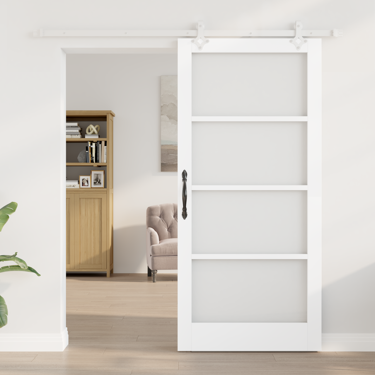 Sliding Door White 93 x 202 cm Solid Pine Wood and Glass