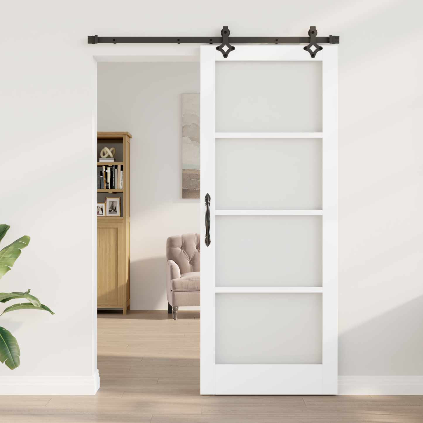 Sliding Door White 83 x 211 cm Solid Pine Wood and Glass