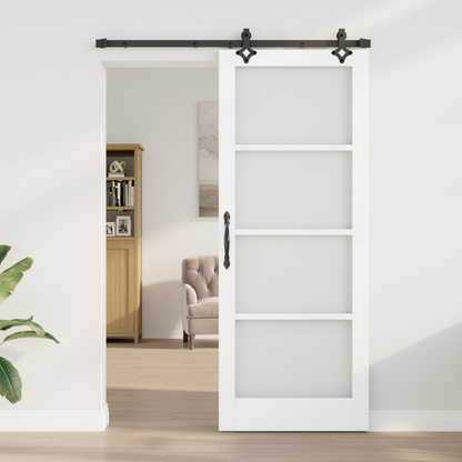 Sliding Door White 83 x 211 cm Solid Pine Wood and Glass