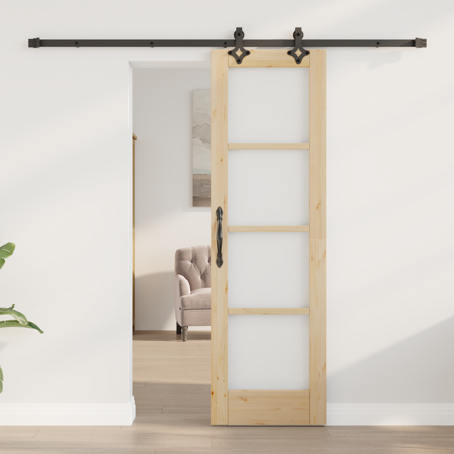 Sliding Door Natural 61 x 198.5 cm Solid Pine Wood and Glass