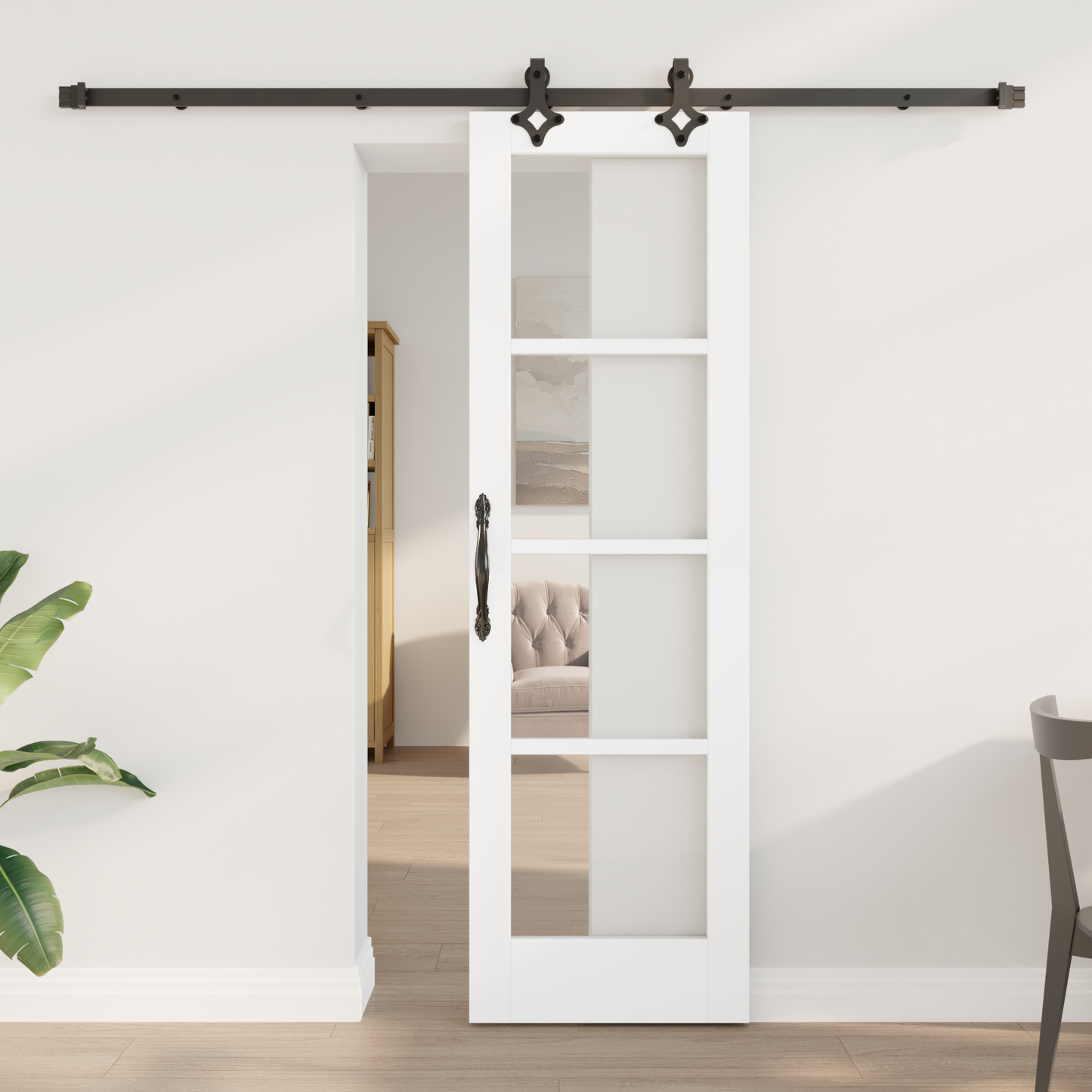 Sliding Door White 61 x 198.5 cm Solid Pine Wood and Glass