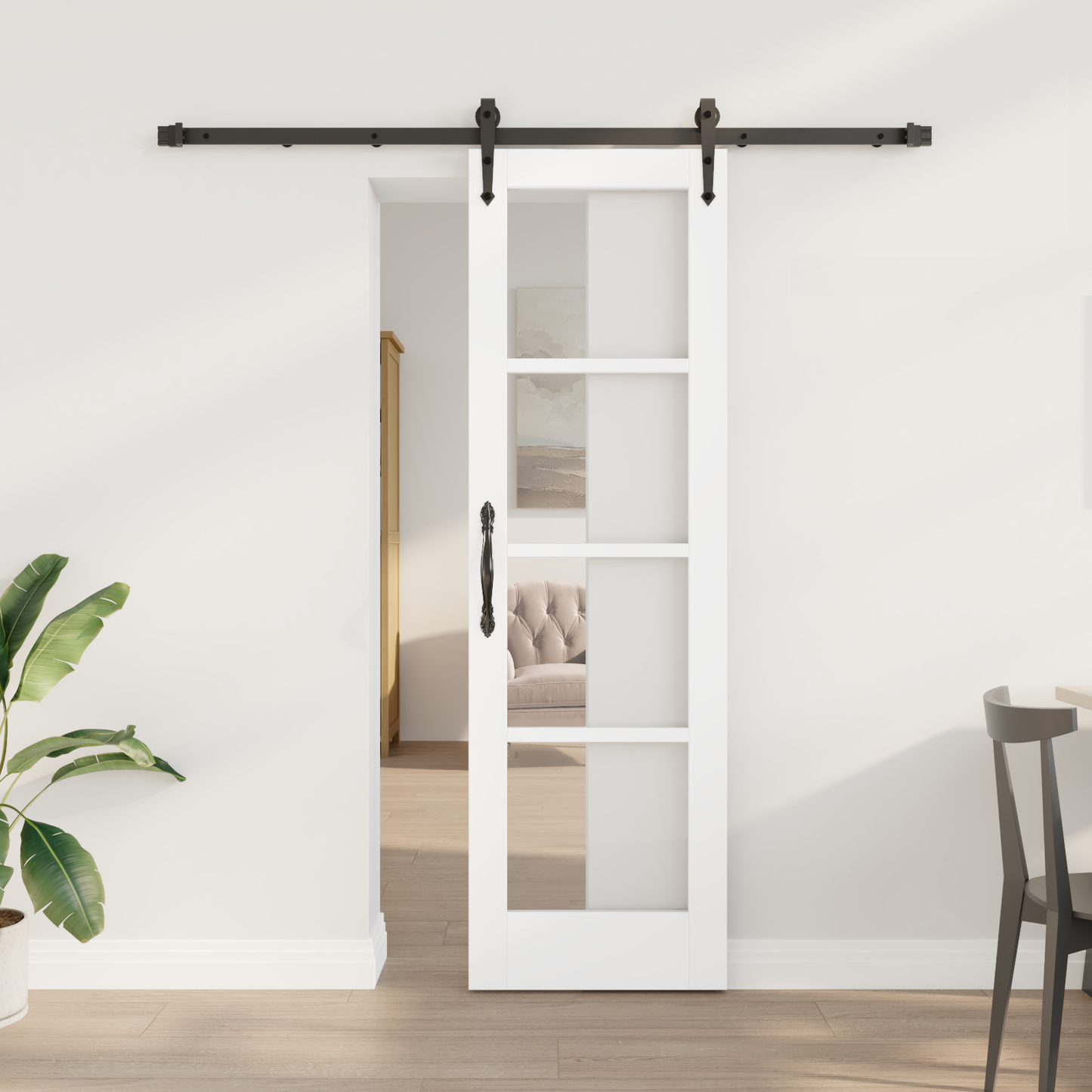 Sliding Door White 61 x 198.5 cm Solid Pine Wood and Glass