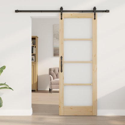 Sliding Door Natural 73.5 x 198.5 cm Solid Pine Wood and Glass