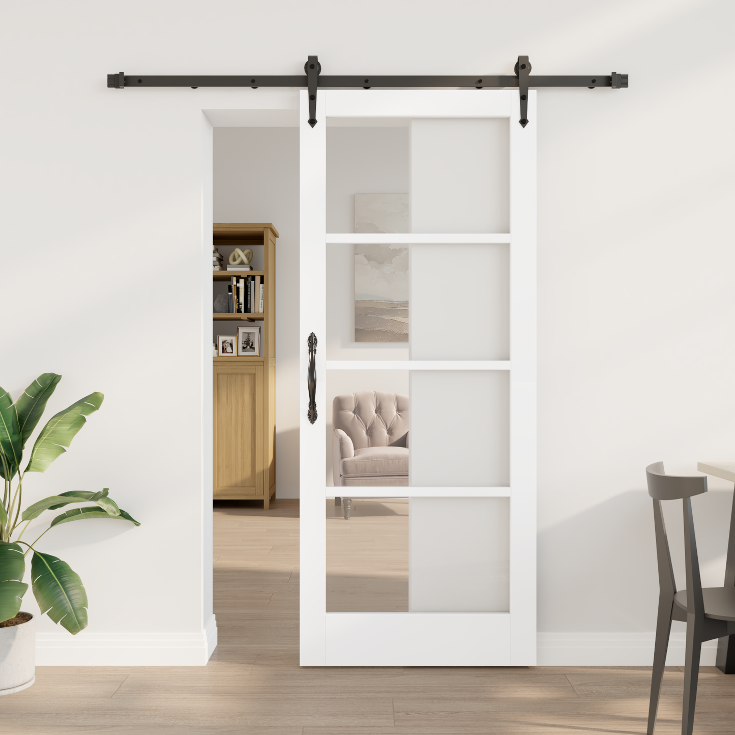 Sliding Door White 83 x 202 cm Solid Pine Wood and Glass