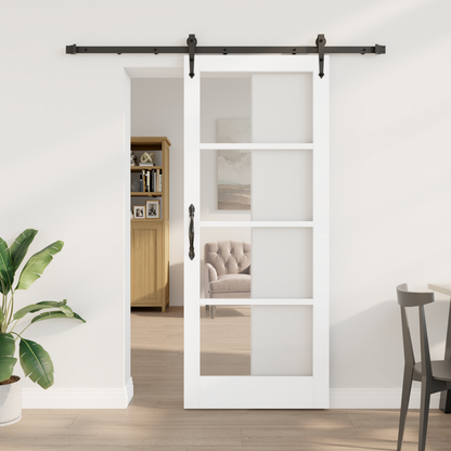 Sliding Door White 83 x 202 cm Solid Pine Wood and Glass