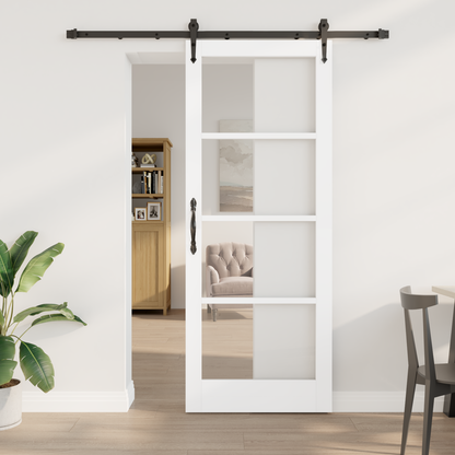 Sliding Door White 83 x 211 cm Solid Pine Wood and Glass