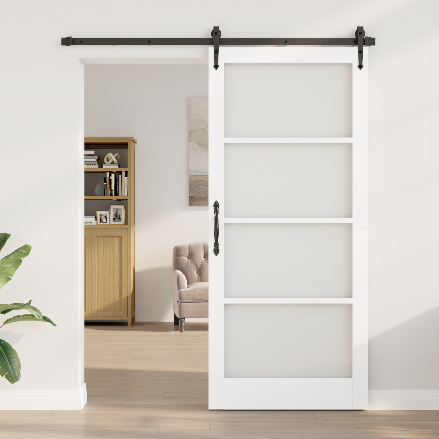 Sliding Door White 93 x 211 cm Solid Pine Wood and Glass