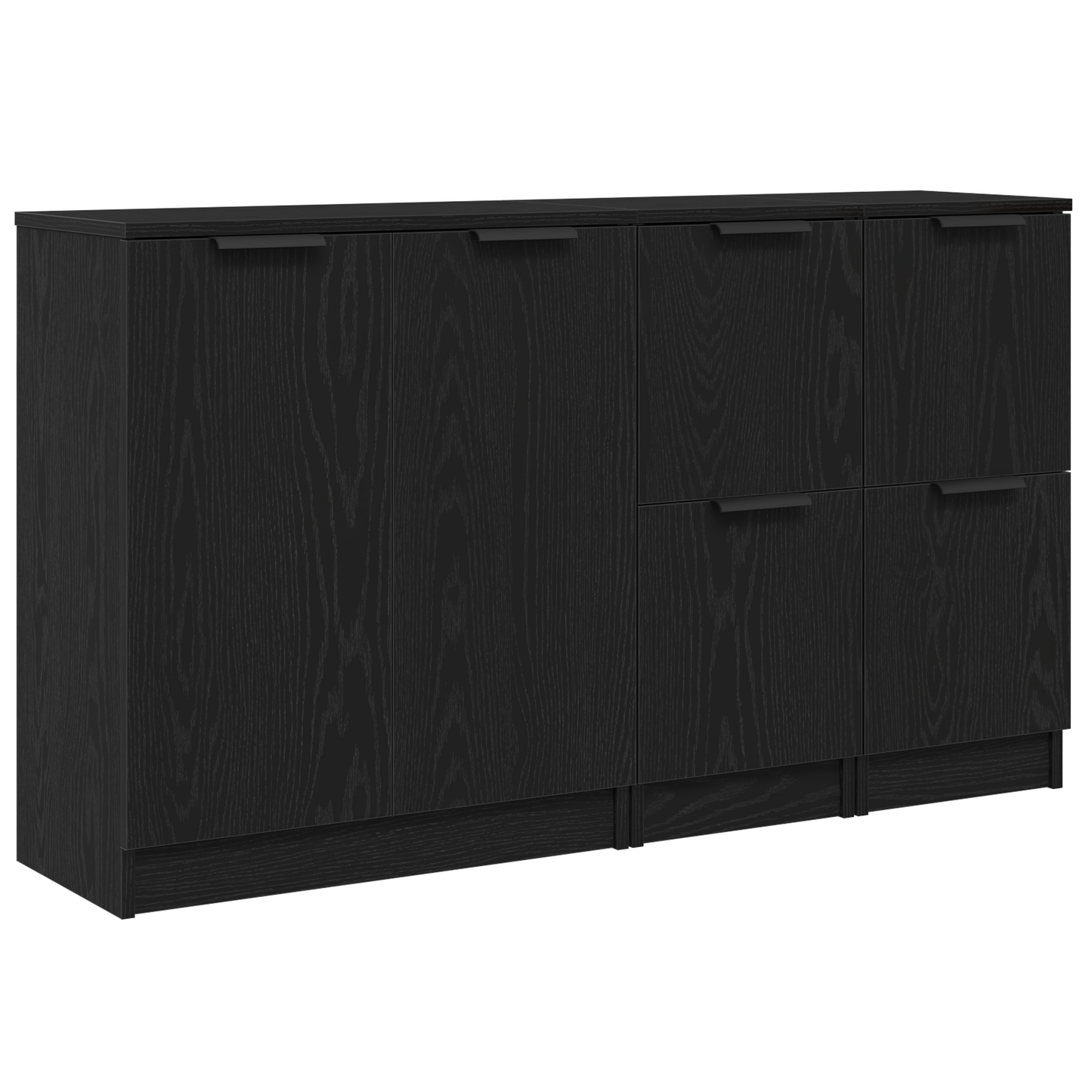 Sideboard 3 pcs Black Oak Engineered Wood