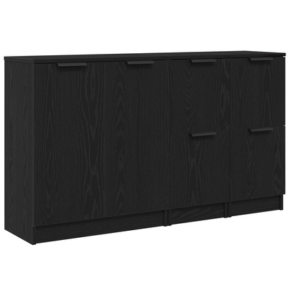 Sideboard 3 pcs Black Oak Engineered Wood