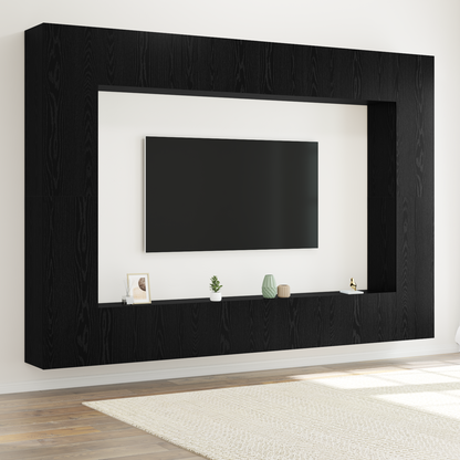 TV Cabinet Set 8 pcs Black Oak 100 x 30 x 30 cm Engineered Wood