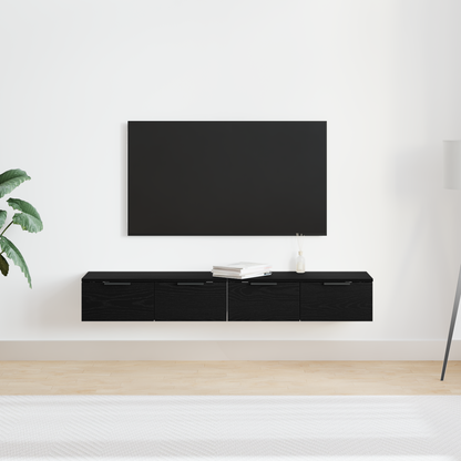 Wall-mounted Cabinet 2 pcs Black Oak 68 x 30 x 20 cm