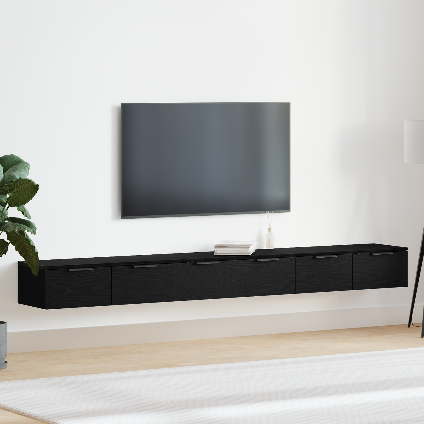 Wall-mounted Cabinet 2 pcs Black Oak 102 x 30 x 20 cm
