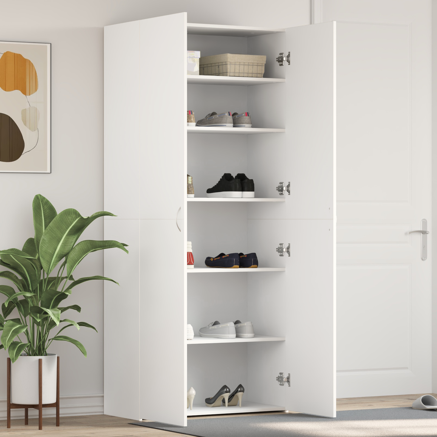 Shoe Cabinet with Door White 80 x 35.5 x 180 cm Engineered wood