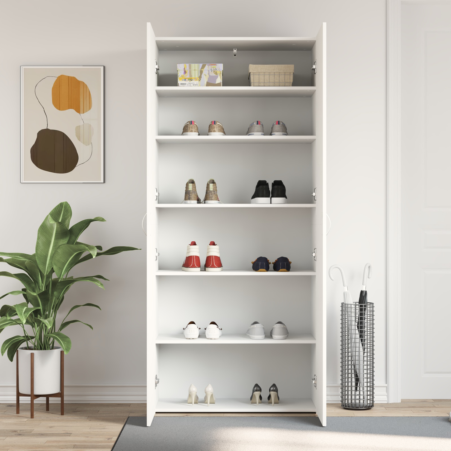 Shoe Cabinet with Door White 80 x 35.5 x 180 cm Engineered wood