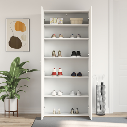 Shoe Cabinet with Door White 80 x 35.5 x 180 cm Engineered wood