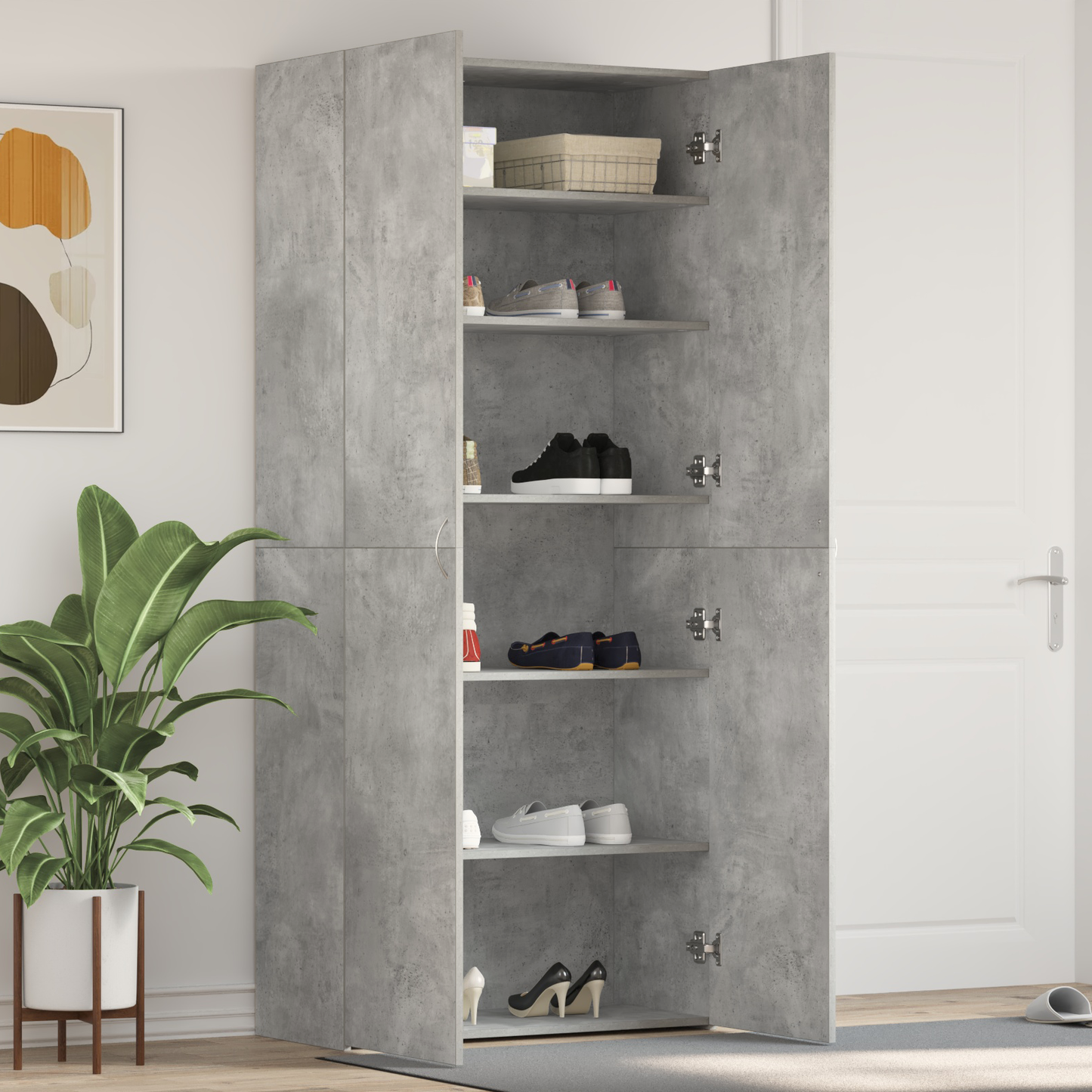 Shoe Cabinet with Shelf Grey 80 x 35.5 x 180 cm Engineered wood