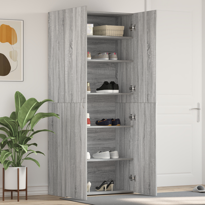 Shoe Cabinet with Shelf Grey 80 x 35.5 x 180 cm Engineered wood