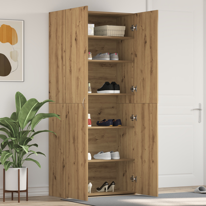 Shoe Cabinet with Door Brown 80 x 35.5 x 180 cm Engineered wood