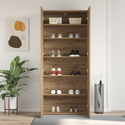 Shoe Cabinet with Door Brown 80 x 35.5 x 180 cm Engineered wood