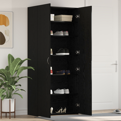 Shoe Cabinet with Door Black 80 x 35.5 x 180 cm Engineered wood