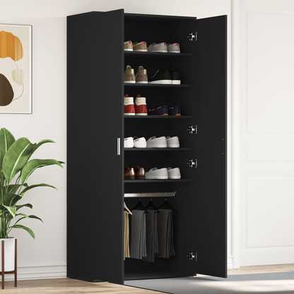 Shoe Cabinet with Shelf Black 80 x 39 x 178 cm Engineered Wood