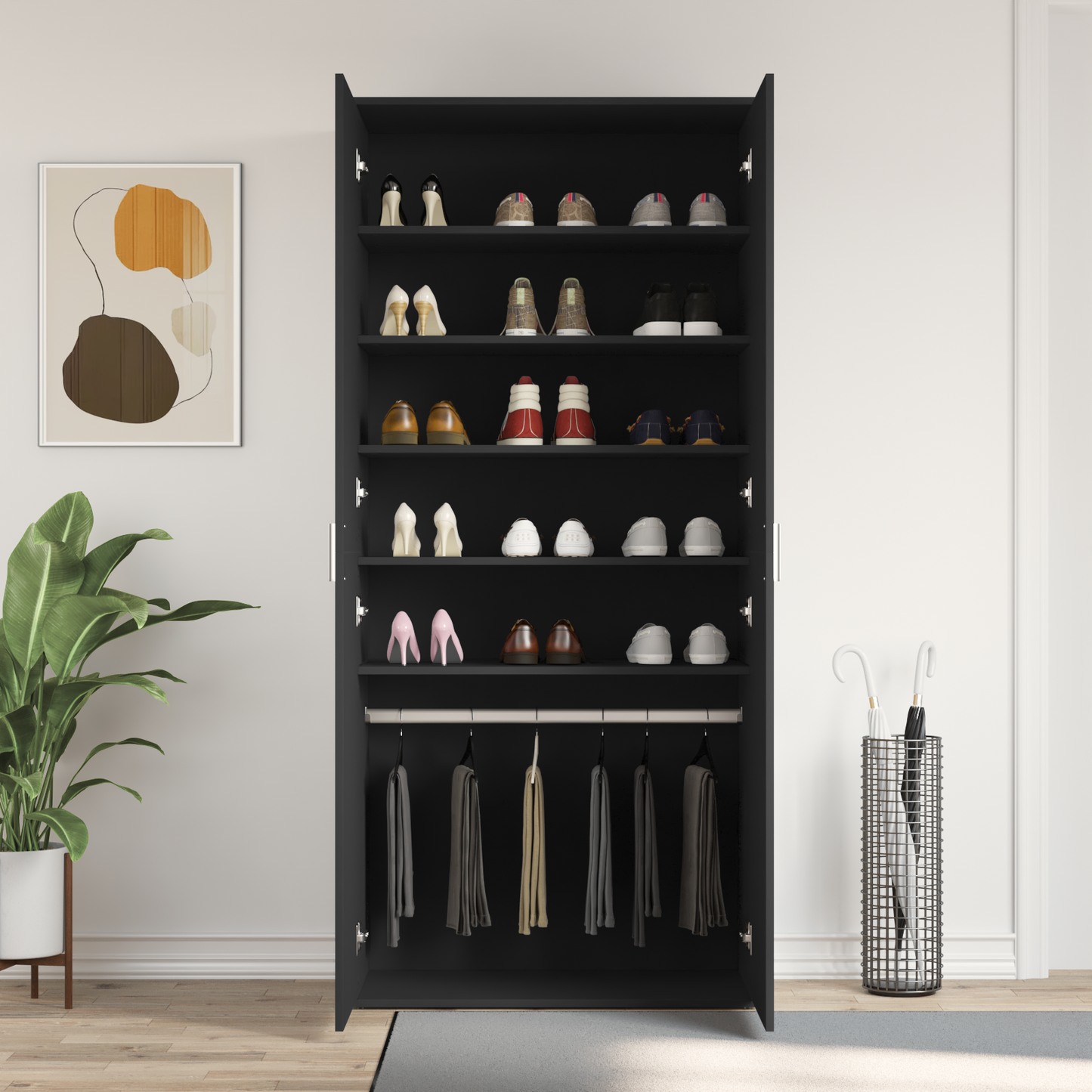 Shoe Cabinet with Shelf Black 80 x 39 x 178 cm Engineered Wood