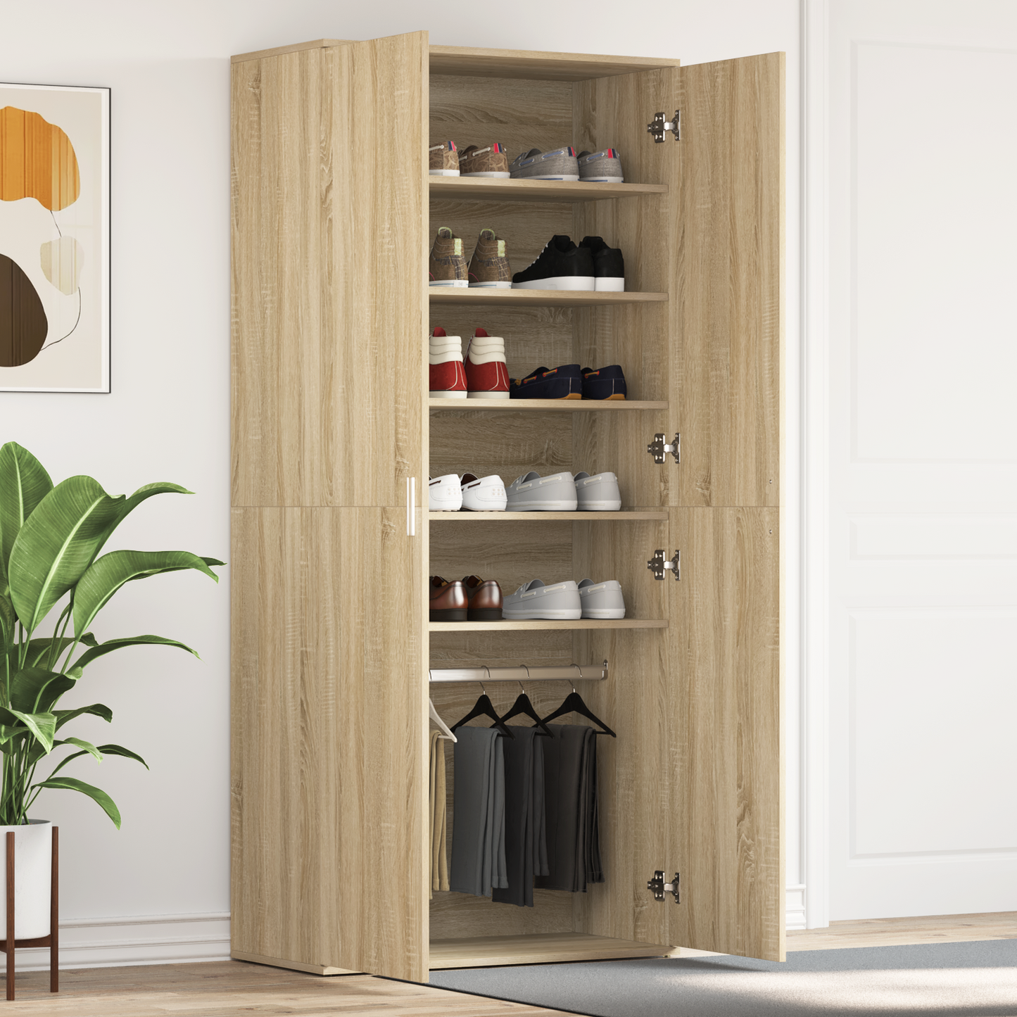 Shoe Cabinet Sonoma Oak 80 x 39 x 178 cm Engineered Wood