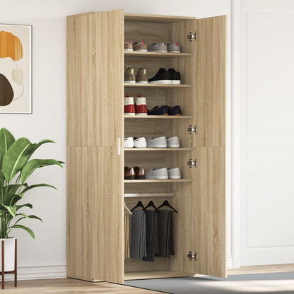 Shoe Cabinet Sonoma Oak 80 x 39 x 178 cm Engineered Wood