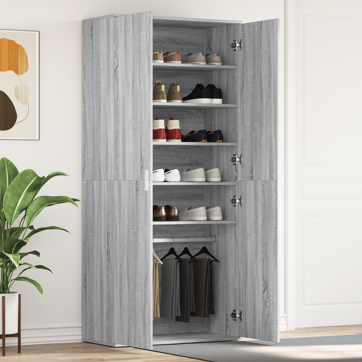 Shoe Cabinet Grey Sonoma 80 x 39 x 178 cm Engineered Wood