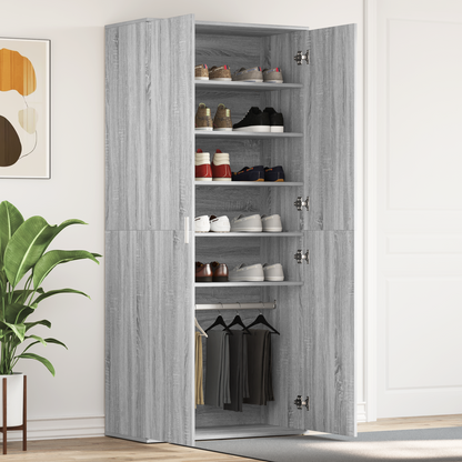 Shoe Cabinet Grey Sonoma 80 x 39 x 178 cm Engineered Wood
