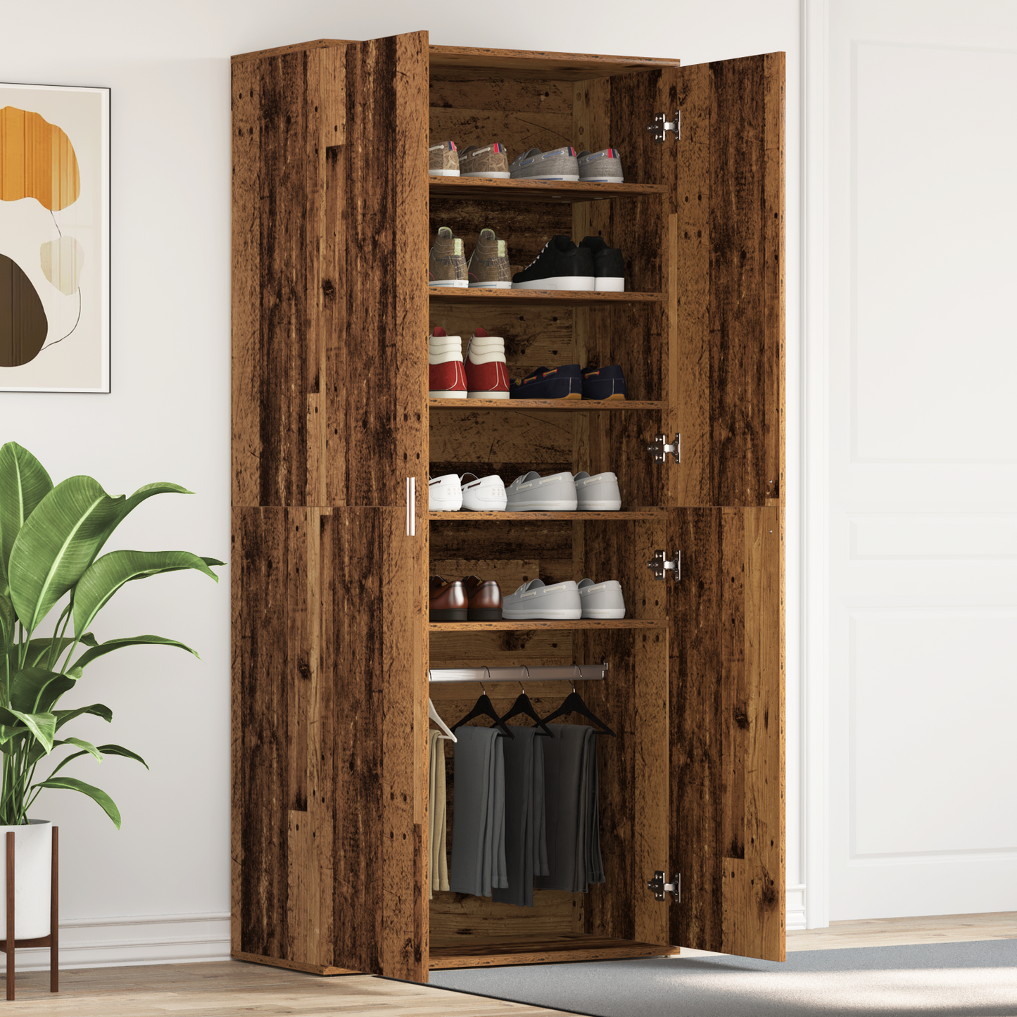 Shoe Cabinet Old Wood 80 x 39 x 178 cm Engineered Wood