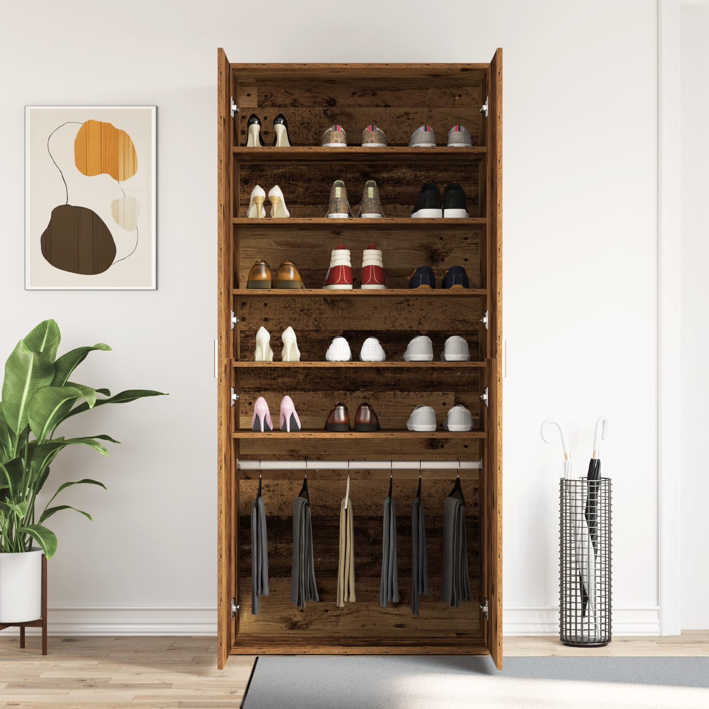 Shoe Cabinet Old Wood 80 x 39 x 178 cm Engineered Wood