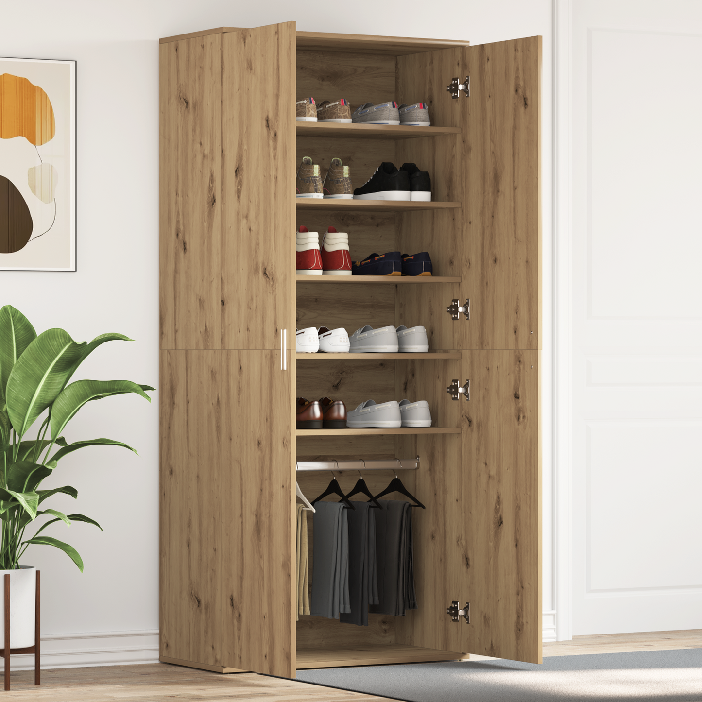 Shoe Cabinet Artisan Oak 80 x 39 x 178 cm Engineered Wood