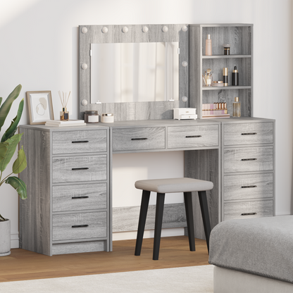 Dressing Table with Drawer 3 pcs Grey Sonoma Engineered Wood