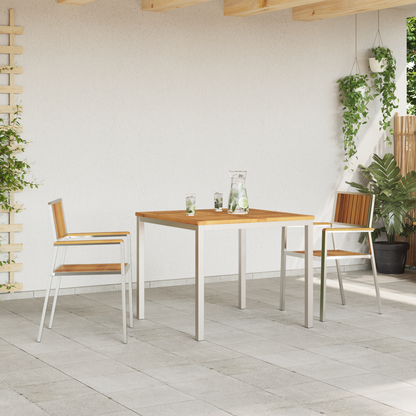 Outdoor Dining Set 3 pcs Solid Acacia Wood and Stainless Steel