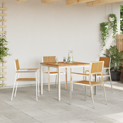 Outdoor Dining Set 5 pcs Solid Teak Wood and Stainless Steel