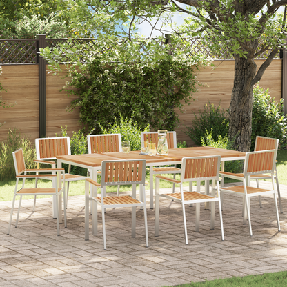 Outdoor Dining Set 9 pcs Solid Teak Wood and Stainless Steel
