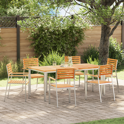 Garden Chair 6 pcs Solid Teak Wood and Stainless Steel