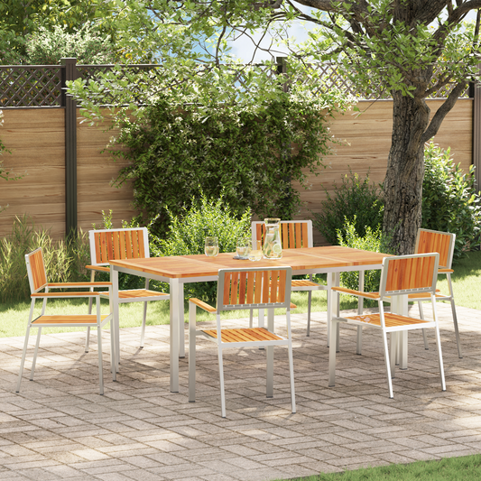 Garden Chair 6 pcs Solid Acacia Wood and Stainless Steel