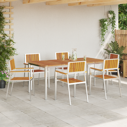 Garden Chair 6 pcs Solid Acacia Wood and Stainless Steel