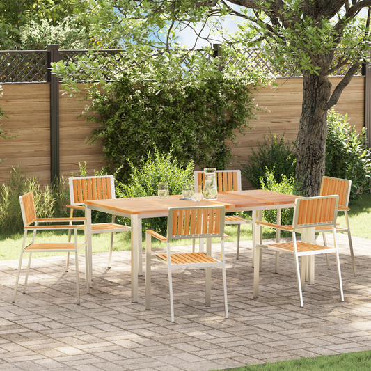 Garden Chair 6 pcs Solid Teak Wood and Stainless Steel