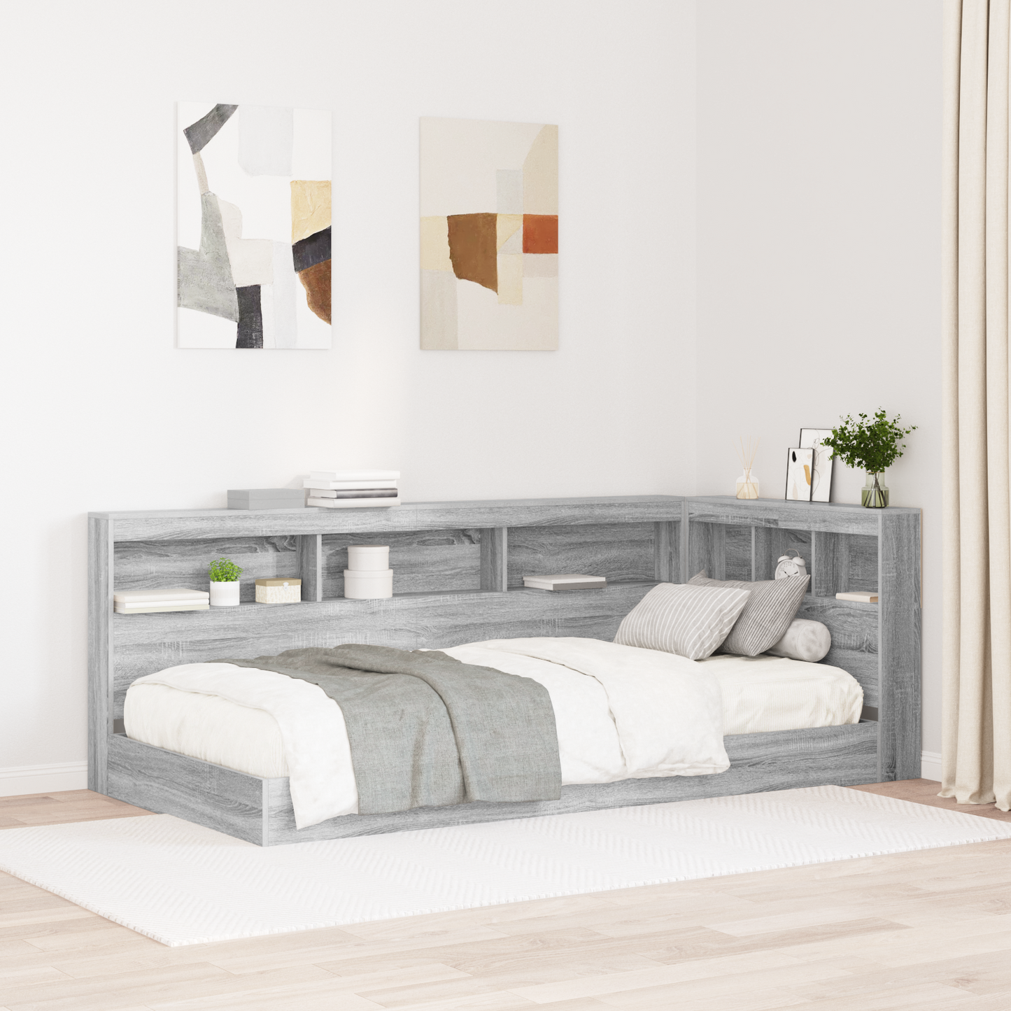 Storage Headboard with Shelf Grey Sonoma 80 cm Engineered Wood