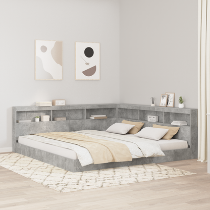 Storage Headboard Concrete Grey 200 cm Engineered Wood